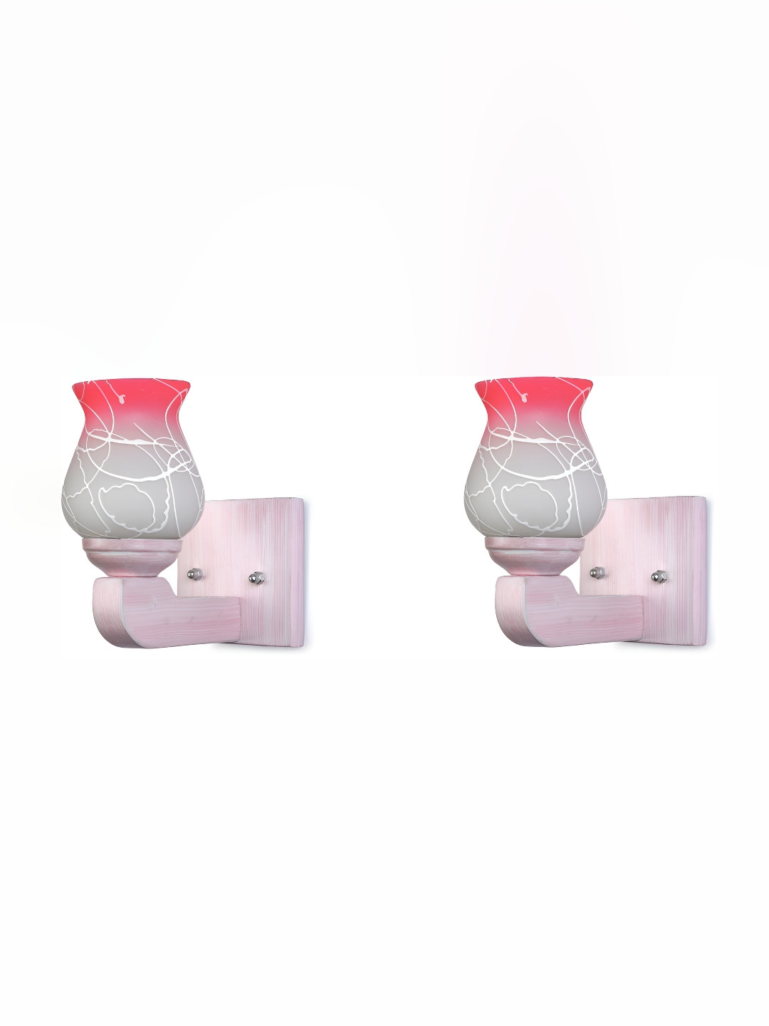 

Afast White & Red 2 Pieces Printed Glass Wall Lamps