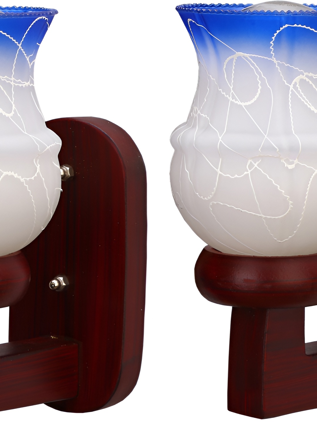 

Afast Blue & White 2 Pieces Printed Bell Shaped Glass Wall Lamp