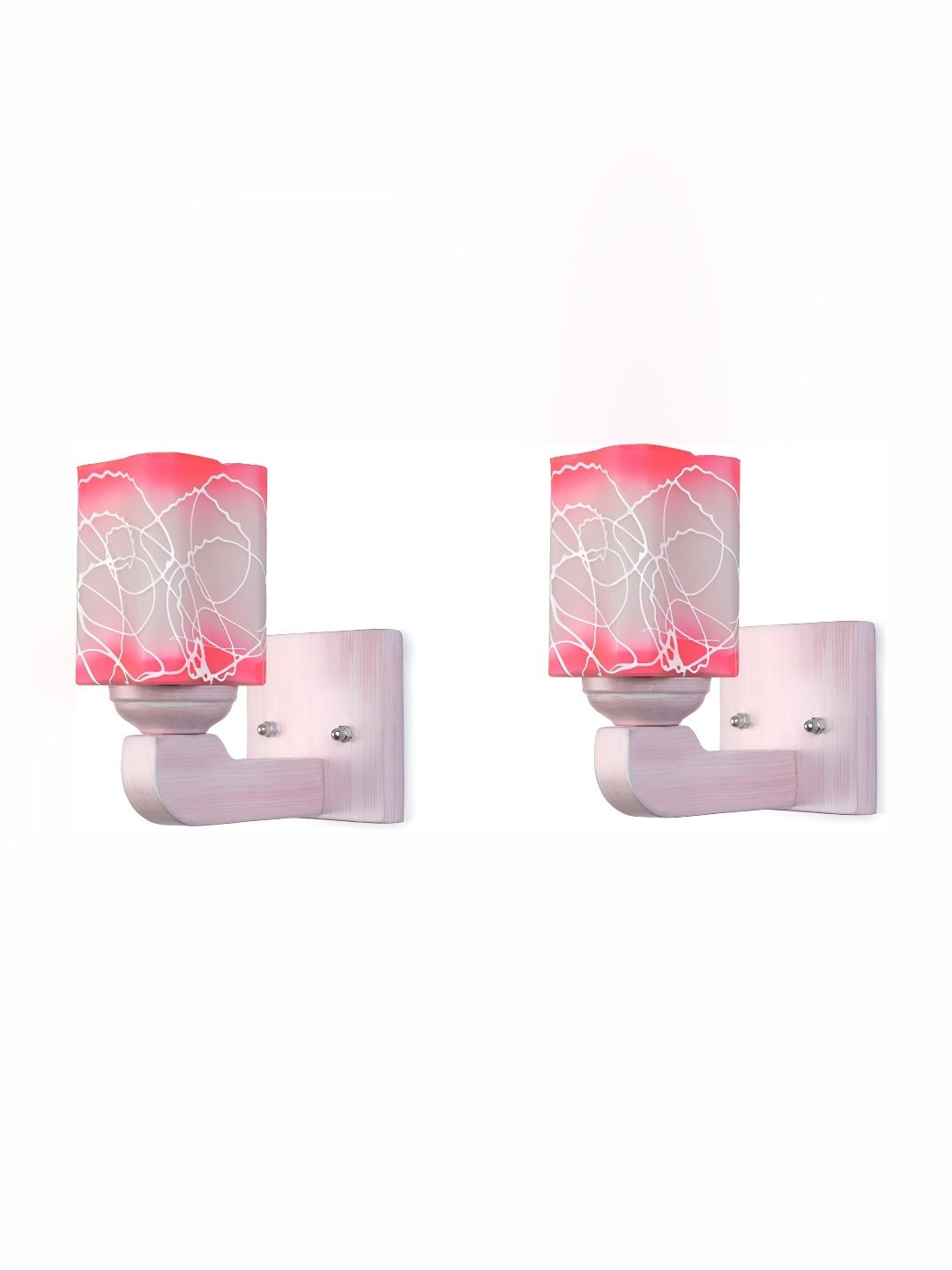 

Afast White & Pink 2 Pieces Printed Abstract Shaped Glass Contemporary Wall Lamps