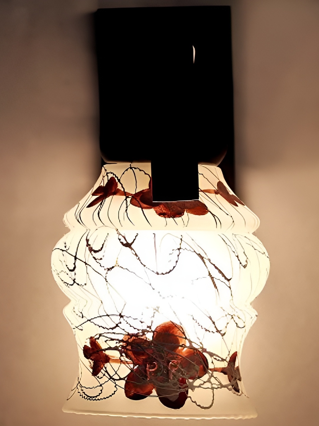 

Afast Brown & White 2 Pieces Printed Bell Shaped Glass Wall Lamp