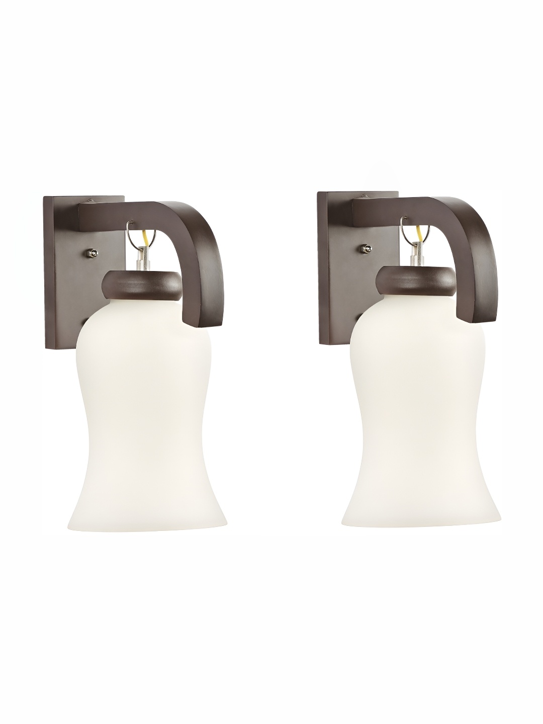 

Afast White & Brown 2 Pieces Bell Shaped Glass Wall Lamps