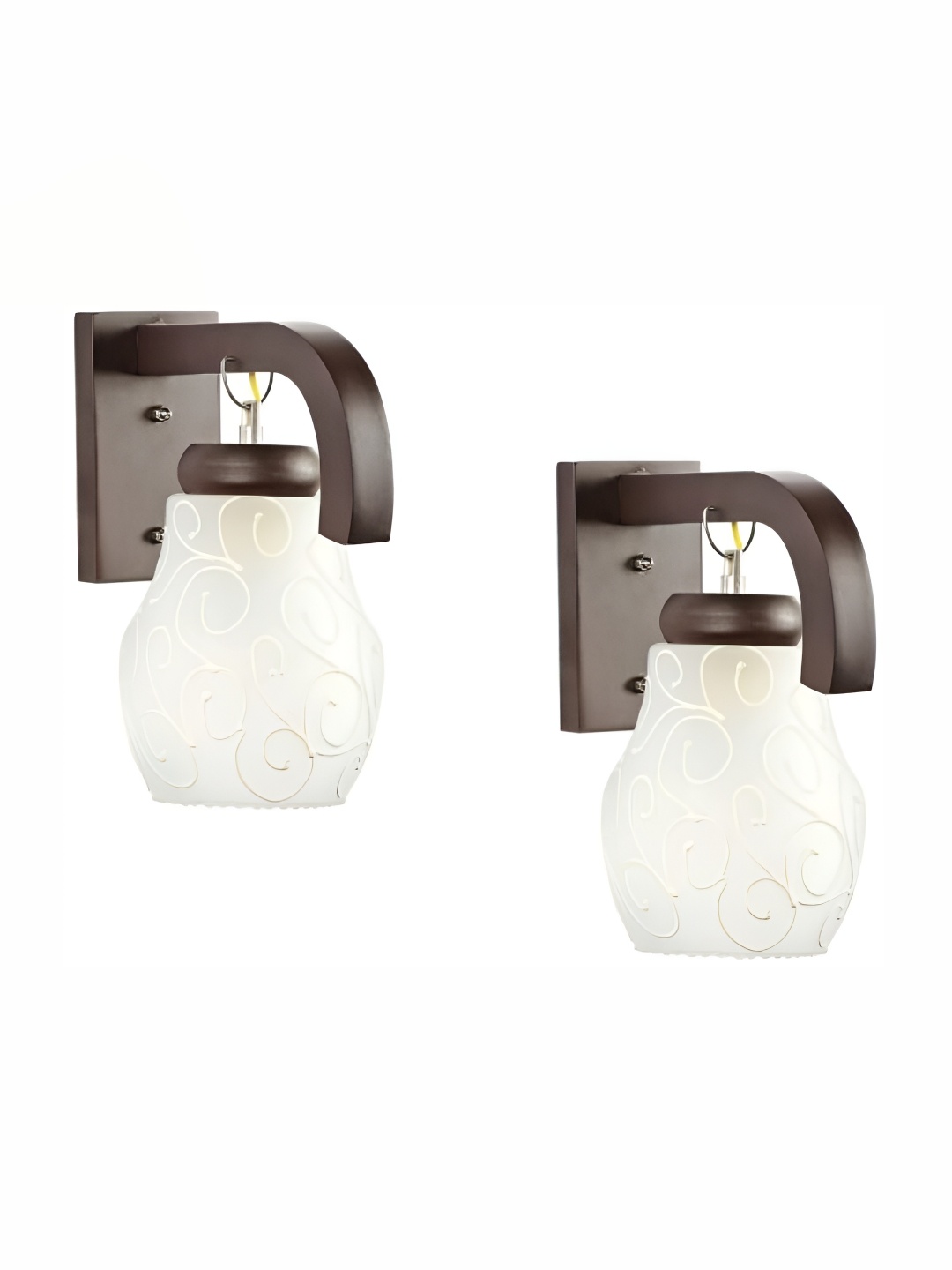 

Afast Grey & Brown 2 Pieces Printed Abstract Shaped Glass Wall Lamps