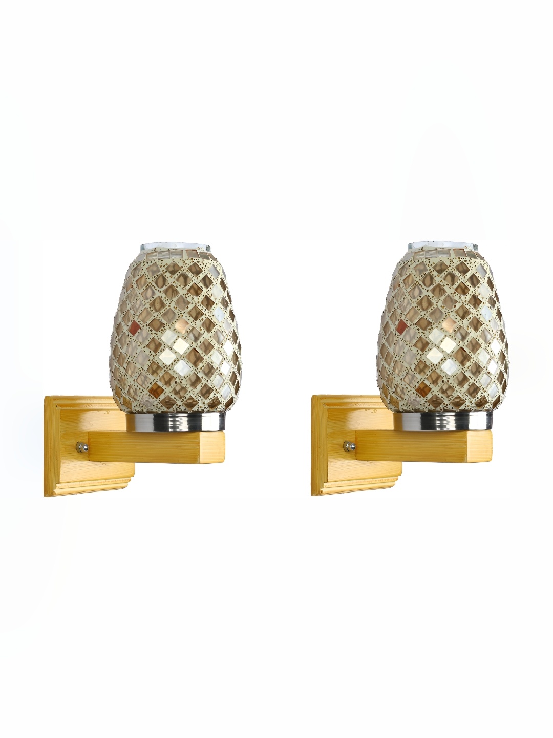 

Afast Gold-Toned & Beige 2 Pieces Textured Abstract Shaped Glass Contemporary Wall Lamps