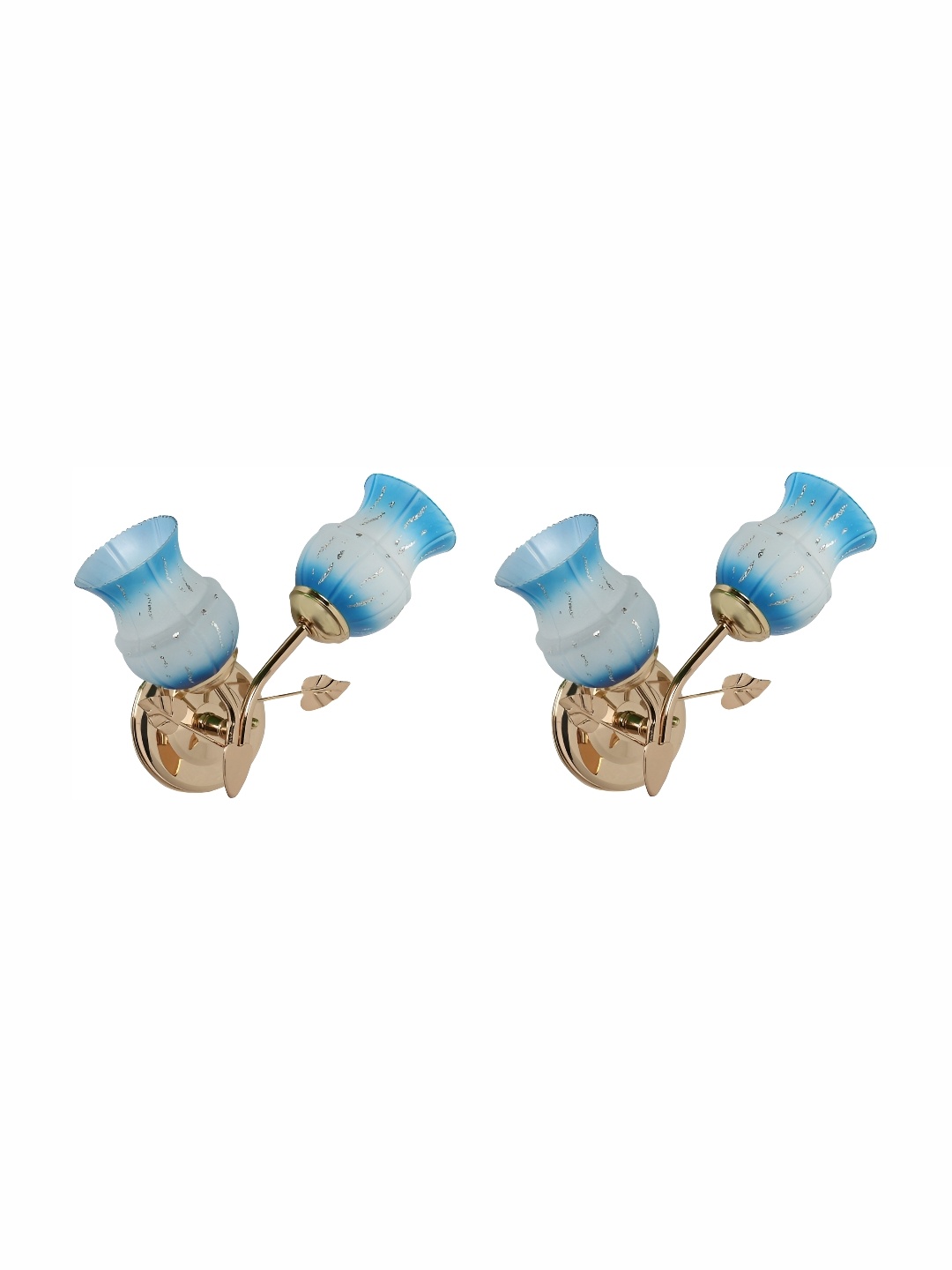 

Afast White & Blue 2 Pieces Printed Bell Shaped Glass Wall Lamp