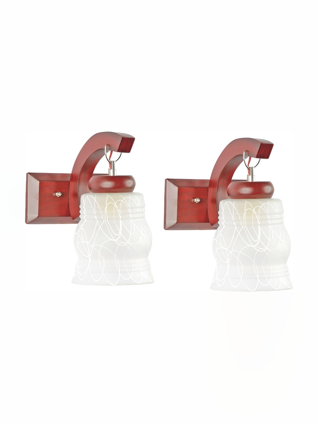 

Afast White & Brown 2 Pieces Printed Contemporary Glass Wall Lamps