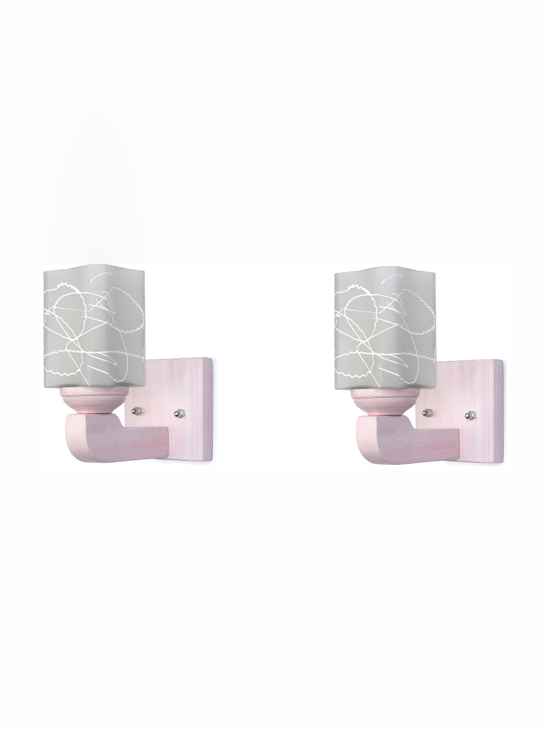 

Afast White & Pink 2 Pieces Printed Abstract Shaped Glass Contemporary Wall Lamps