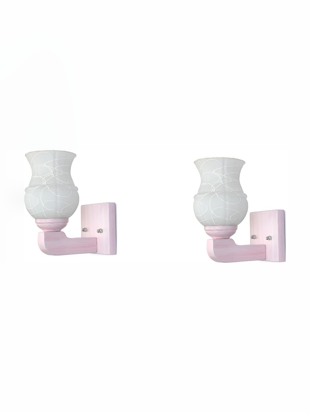 

Afast White & Pink 2 Pieces Printed Contemporary Glass Wall Lamps