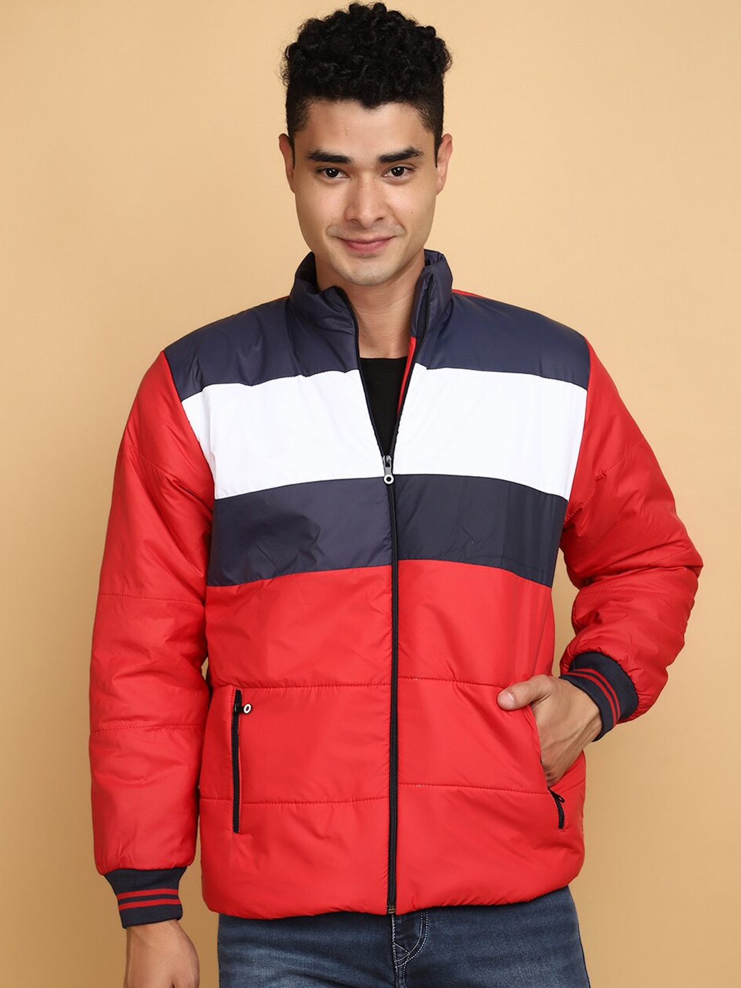 

V-Mart Colourblocked Lightweight Cotton Padded Jacket, Red