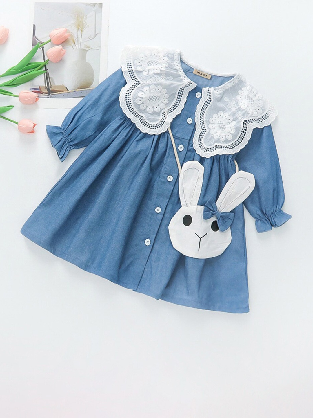 

INCLUD Girls Fit & Flare Dress, Blue
