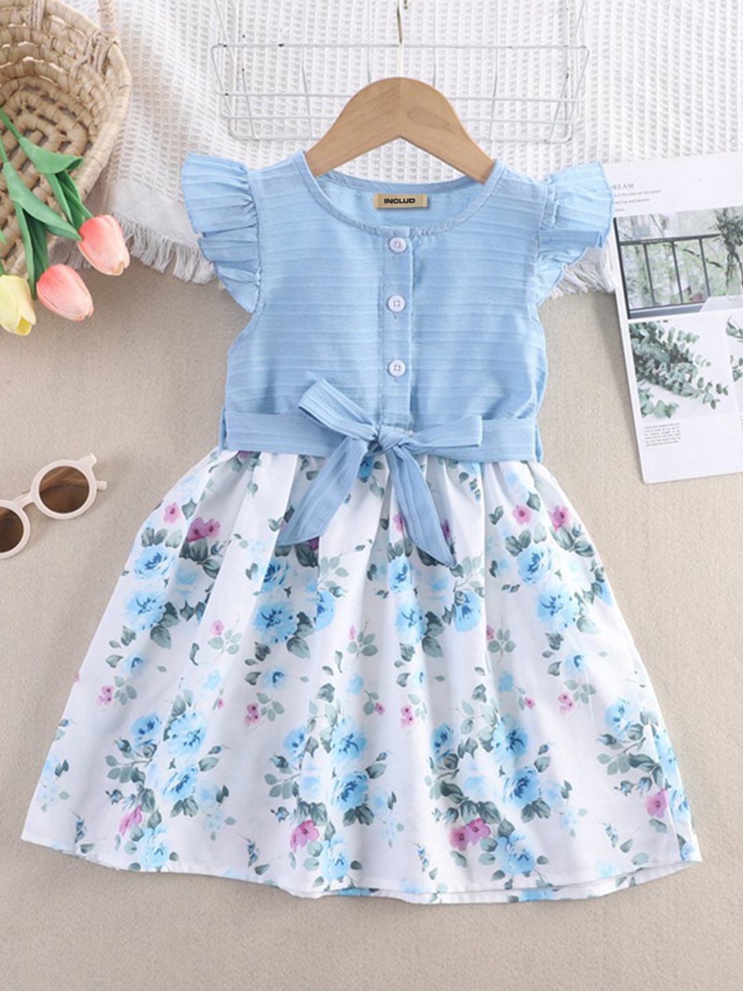 

INCLUD Blue Print Fit & Flare Dress