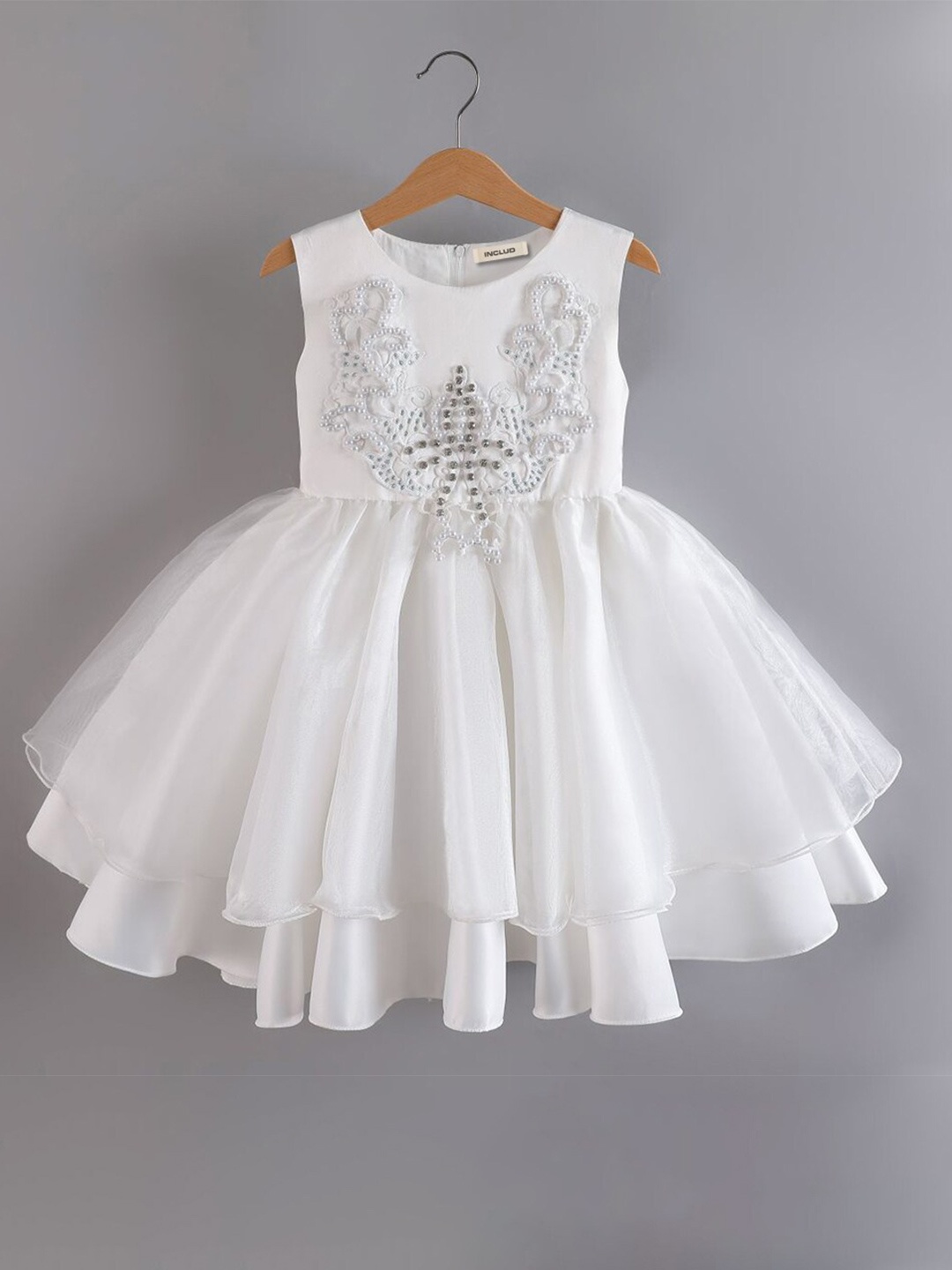 

INCLUD Girls Embellished Fit & Flare Dress, White