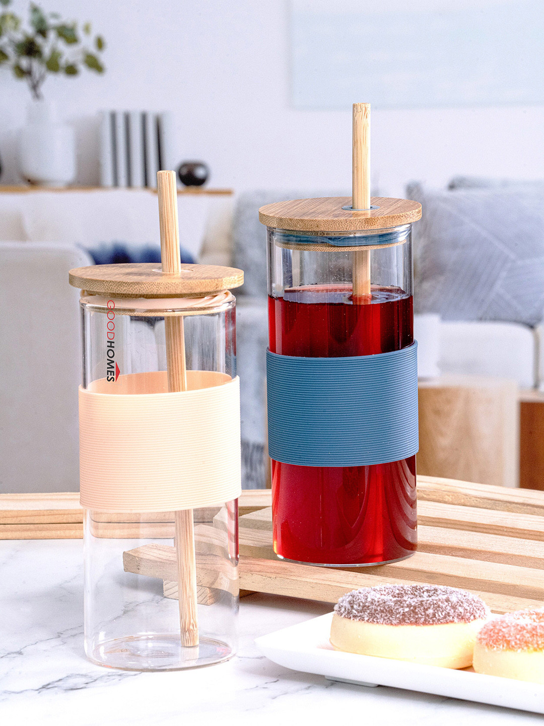 

GOODHOMES Transparent 2 Pieces Glass Bar and Drinkware 400 ml