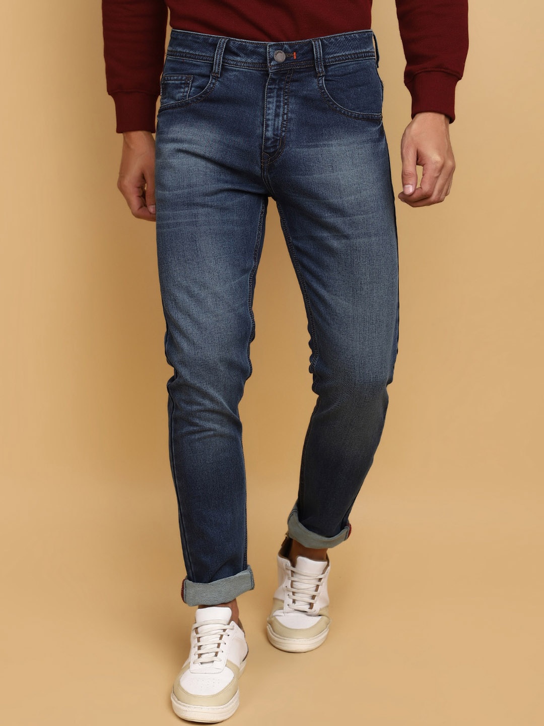 

V-Mart Men Slim Fit Clean Look Light Fade Cotton Knitted Jeans, Blue
