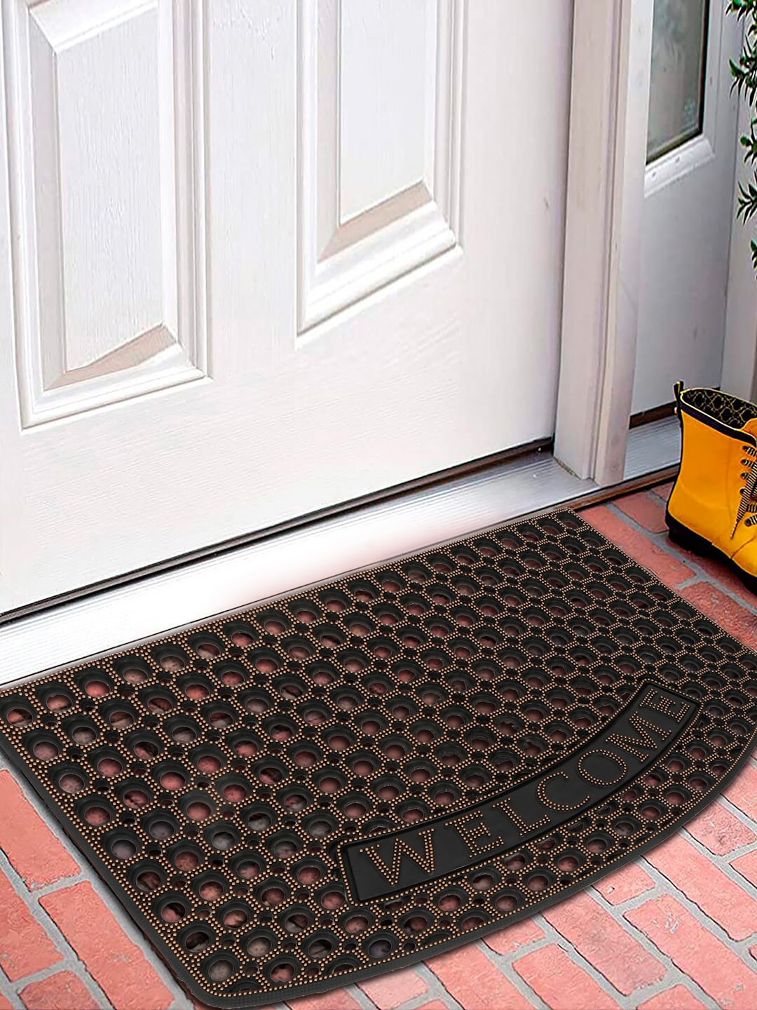

SOKNACK Black Self Designed Anti Skid Doormat