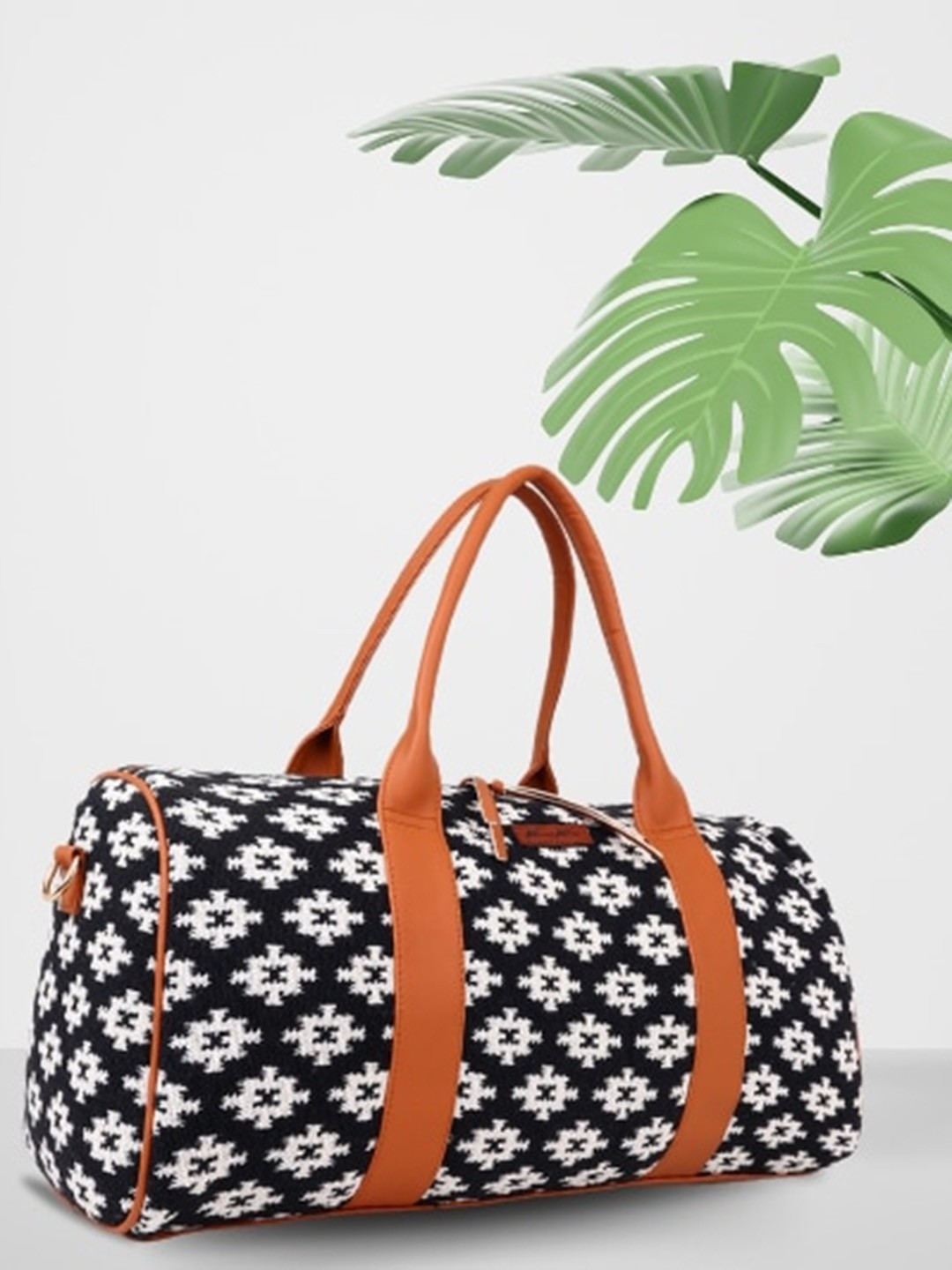 

Kanvas Katha Printed Canvas Duffel Bag, Black