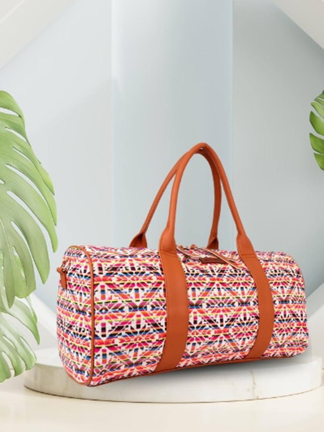 

Kanvas Katha Printed Canvas Duffel Bag, Brown