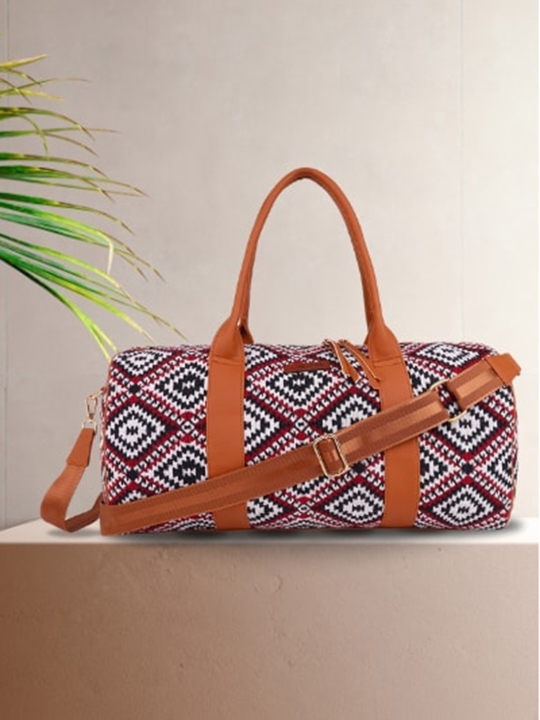 

Kanvas Katha Printed Canvas Duffel Bag, Brown
