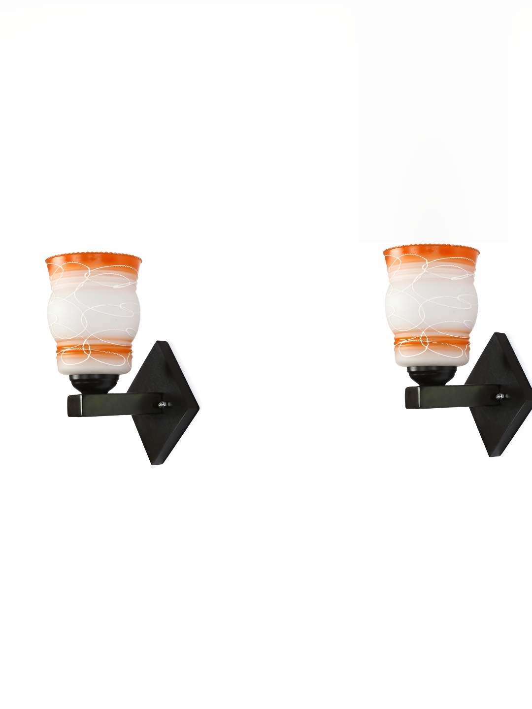 

Afast Orange & Black 2 Pieces Printed Abstract Shaped Glass Contemporary Wall Lamps