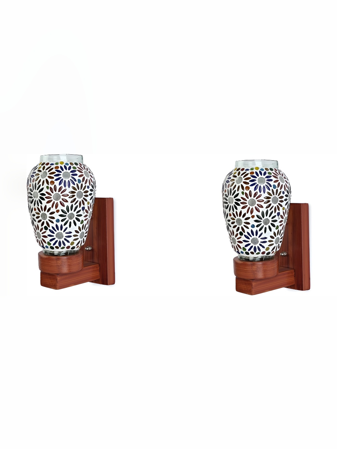 

Afast White & Brown 2 Pieces Textured Abstract Shaped Glass Contemporary Wall Lamps