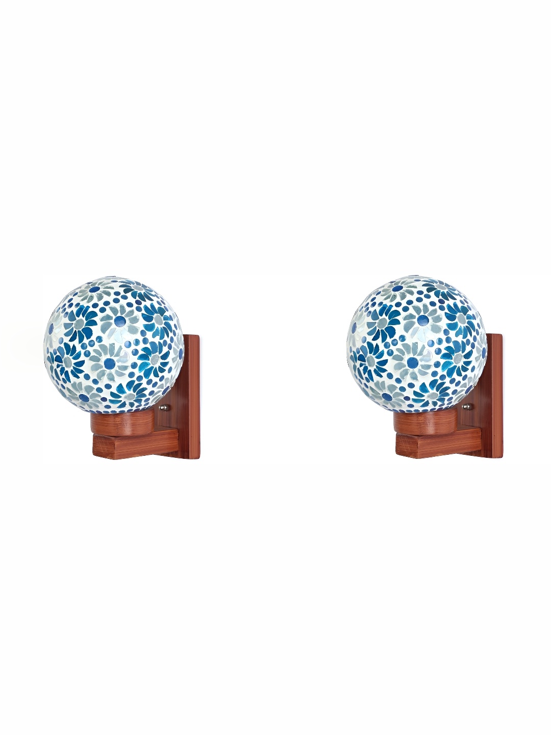 

Afast White & Blue 2 Pieces Printed Glass Wall Lamps
