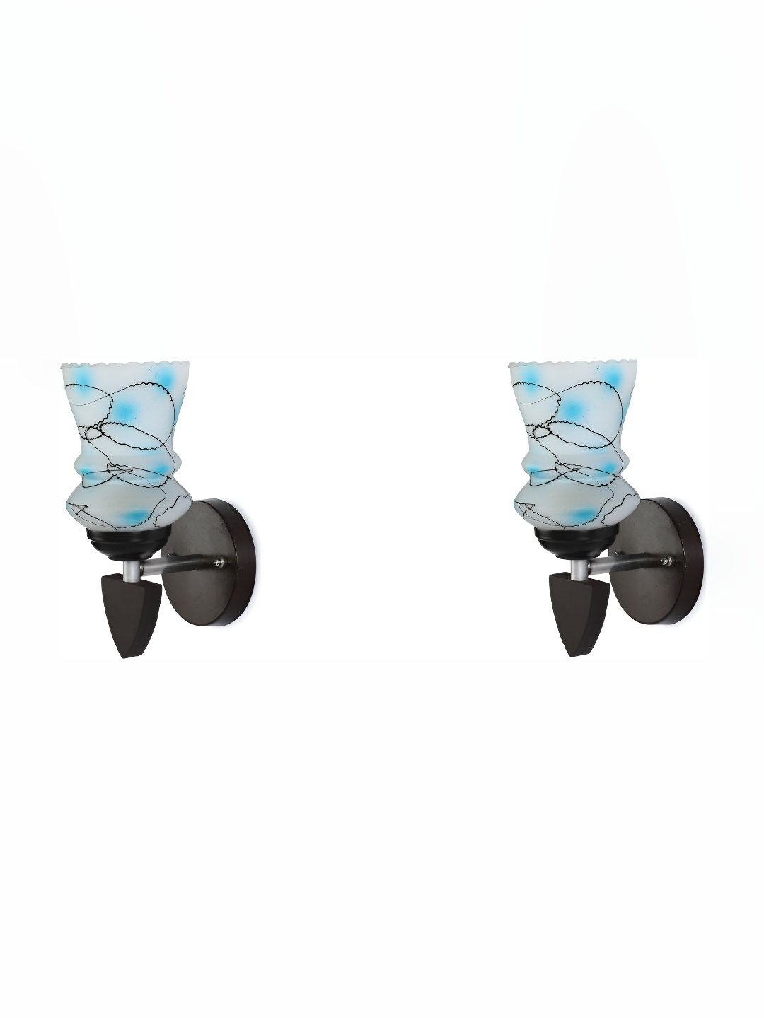 

Afast White & Blue 2 Pieces Printed Glass Wall Lamps