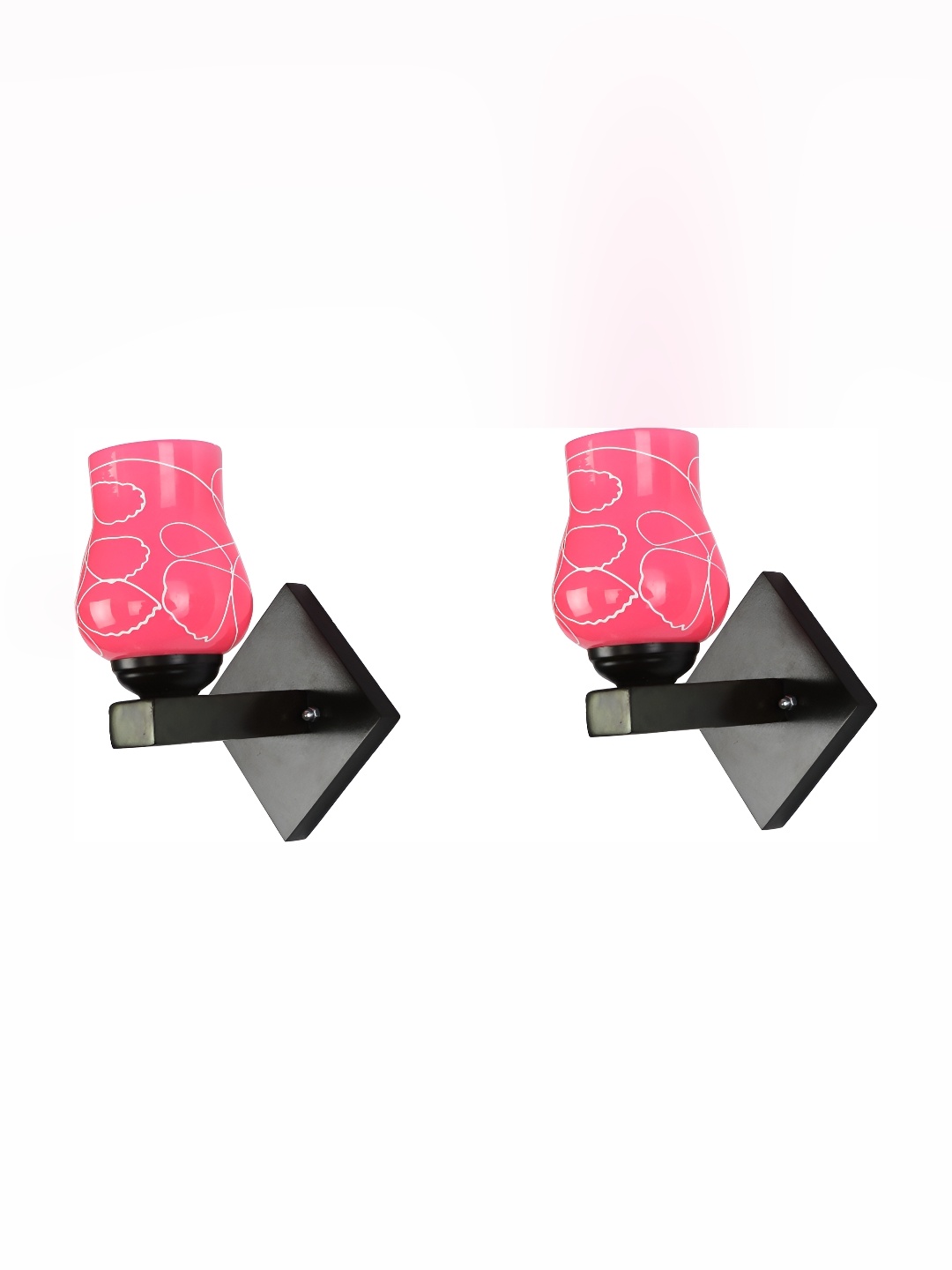 

Afast Pink & White 2 Pieces Printed Bell Shaped Glass Wall Lamp
