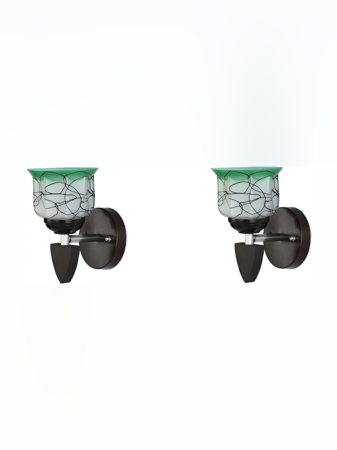 

Afast Green & White 2 Pieces Printed Contemporary Glass Wall Lamps