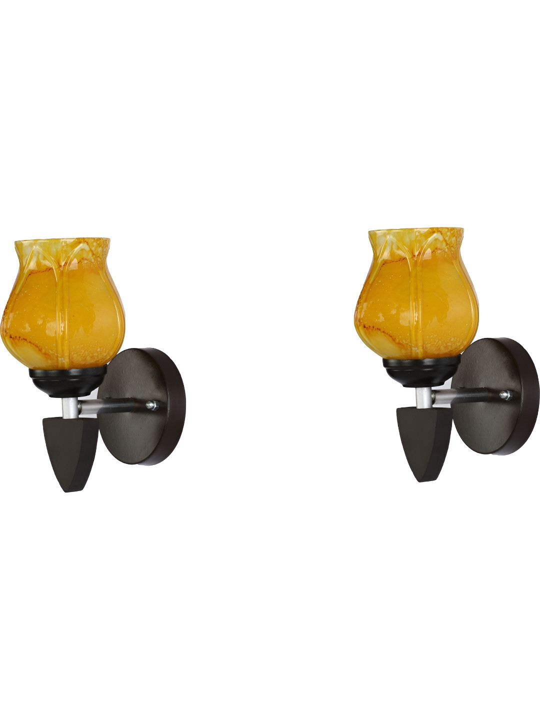 

Afast Yellow & Black 2 Pieces Textured Bell Shaped Glass Wall Lamp