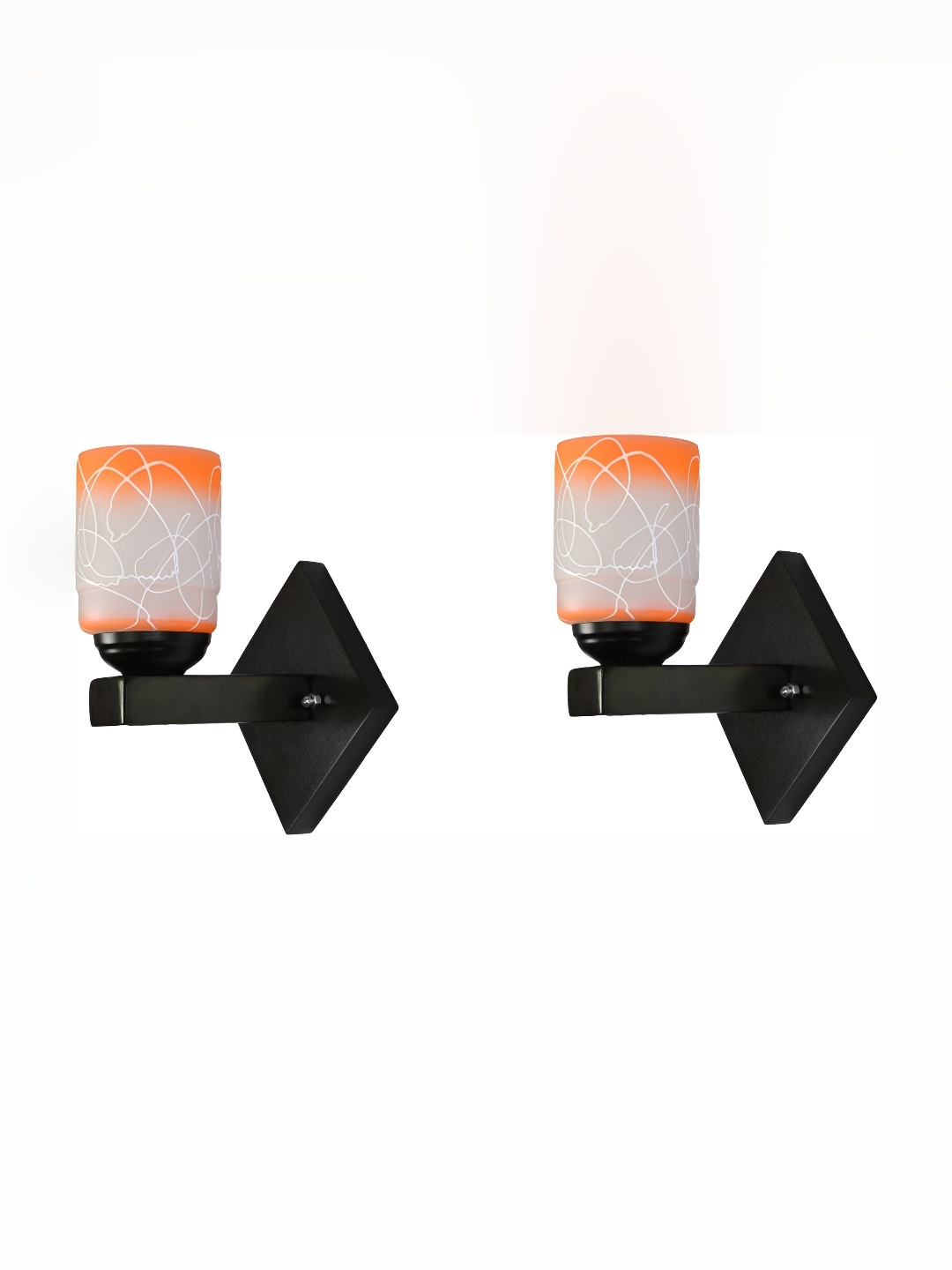 

Afast Orange & White 2 Pieces Printed Cylindrical Shaped Glass Wall Lamp