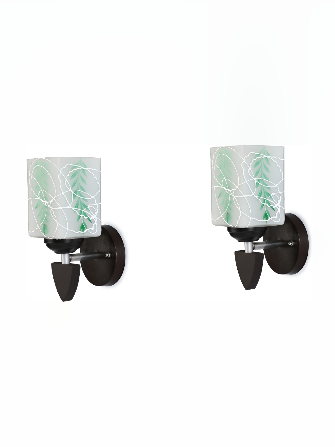 

Afast Green & Black 2 Pieces Printed Abstract Shaped Glass Contemporary Wall Lamps