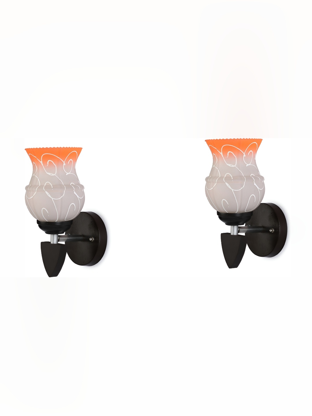 

Afast White & Orange 2 Pieces Printed Glass Wall Lamps