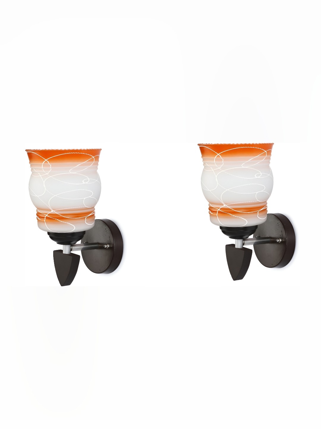 

Afast Orange & White 2 Pieces Printed Glass Wall Lamps