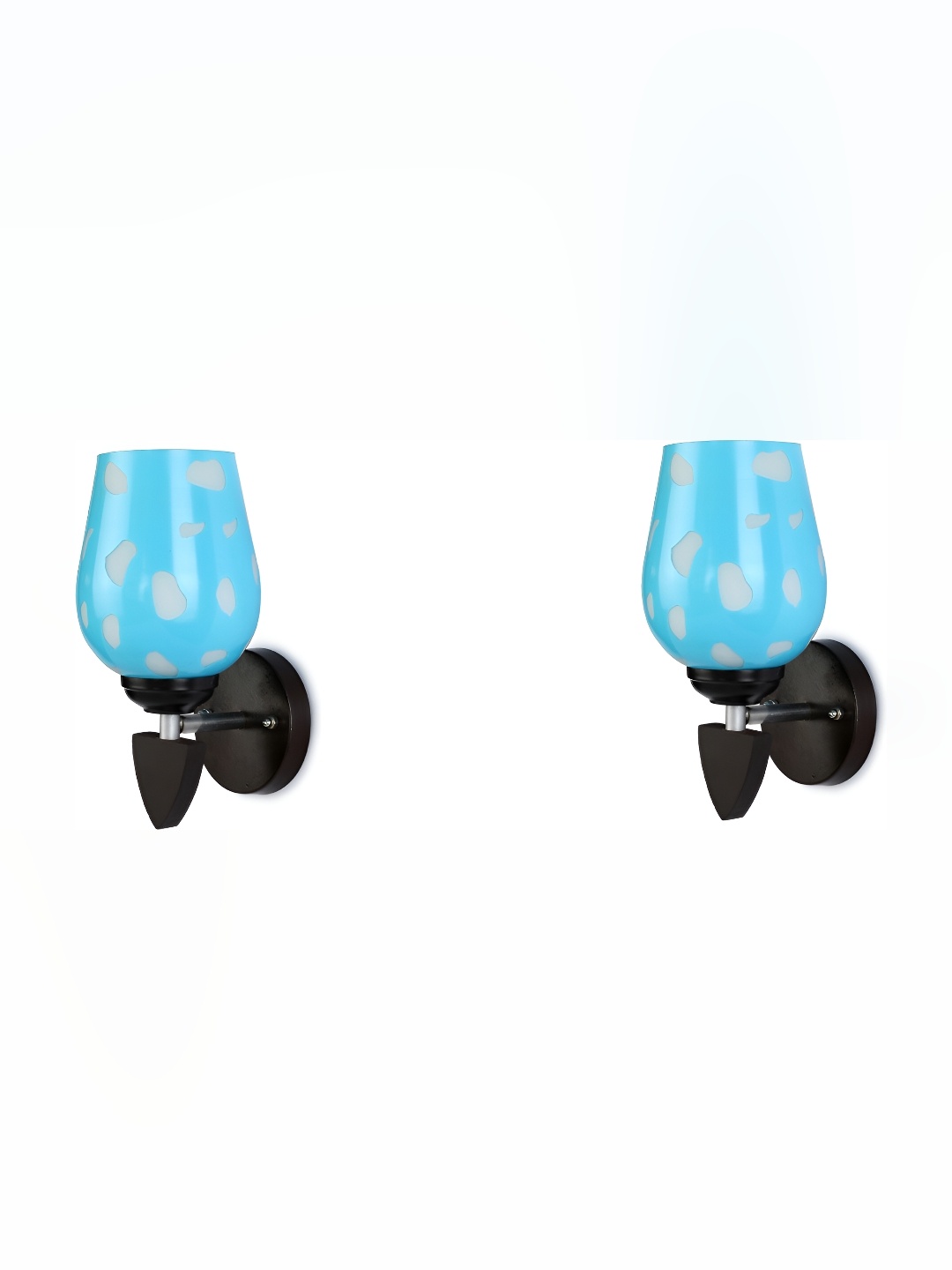 

Afast Blue & Black 2 Pieces Printed Abstract Shaped Glass Contemporary Wall Lamps