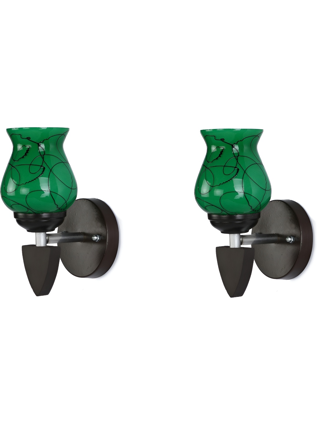 

Afast Green & Black 2 Pieces Textured Glass Wall Lamps