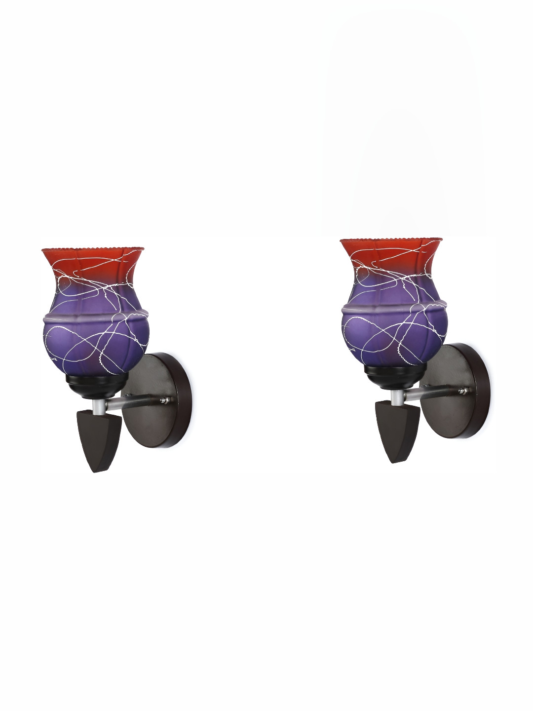 

Afast Purple & Red 2 Pieces Printed Bell Shaped Glass Wall Lamp