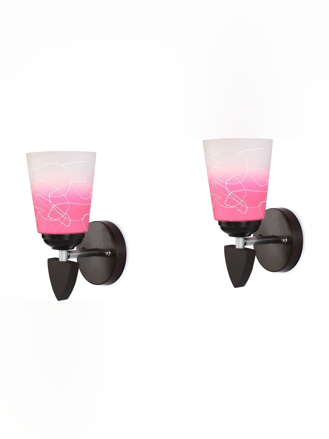 

Afast Pink & White 2 Pieces Printed Abstract Shaped Glass Contemporary Wall Lamps