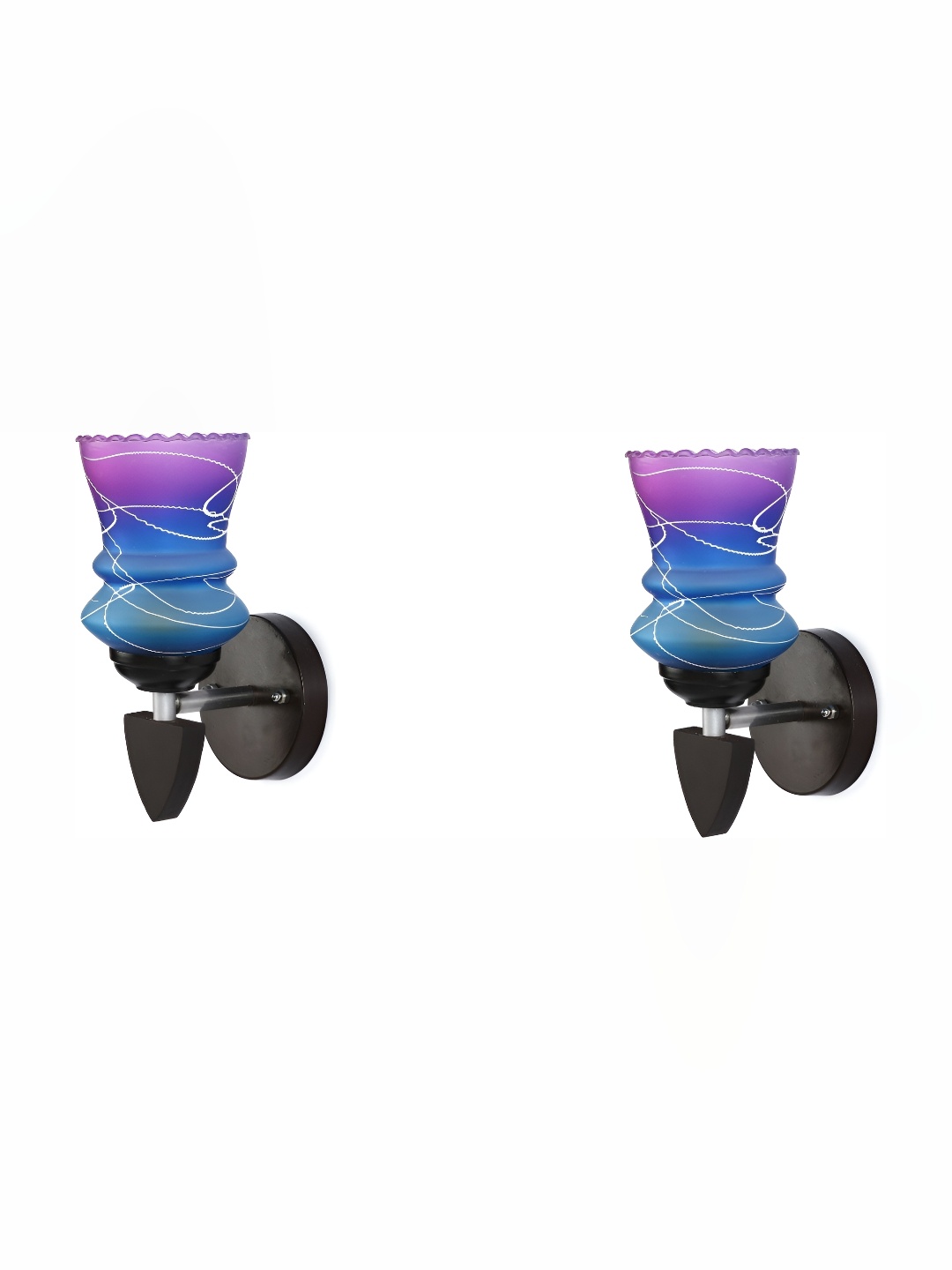 

Afast Blue & Black 2 Pieces Printed Abstract Shaped Glass Contemporary Wall Lamps