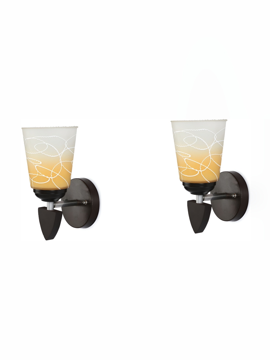 

Afast Yellow & Grey 2 Pieces Printed Abstract Shaped Glass Wall Lamps