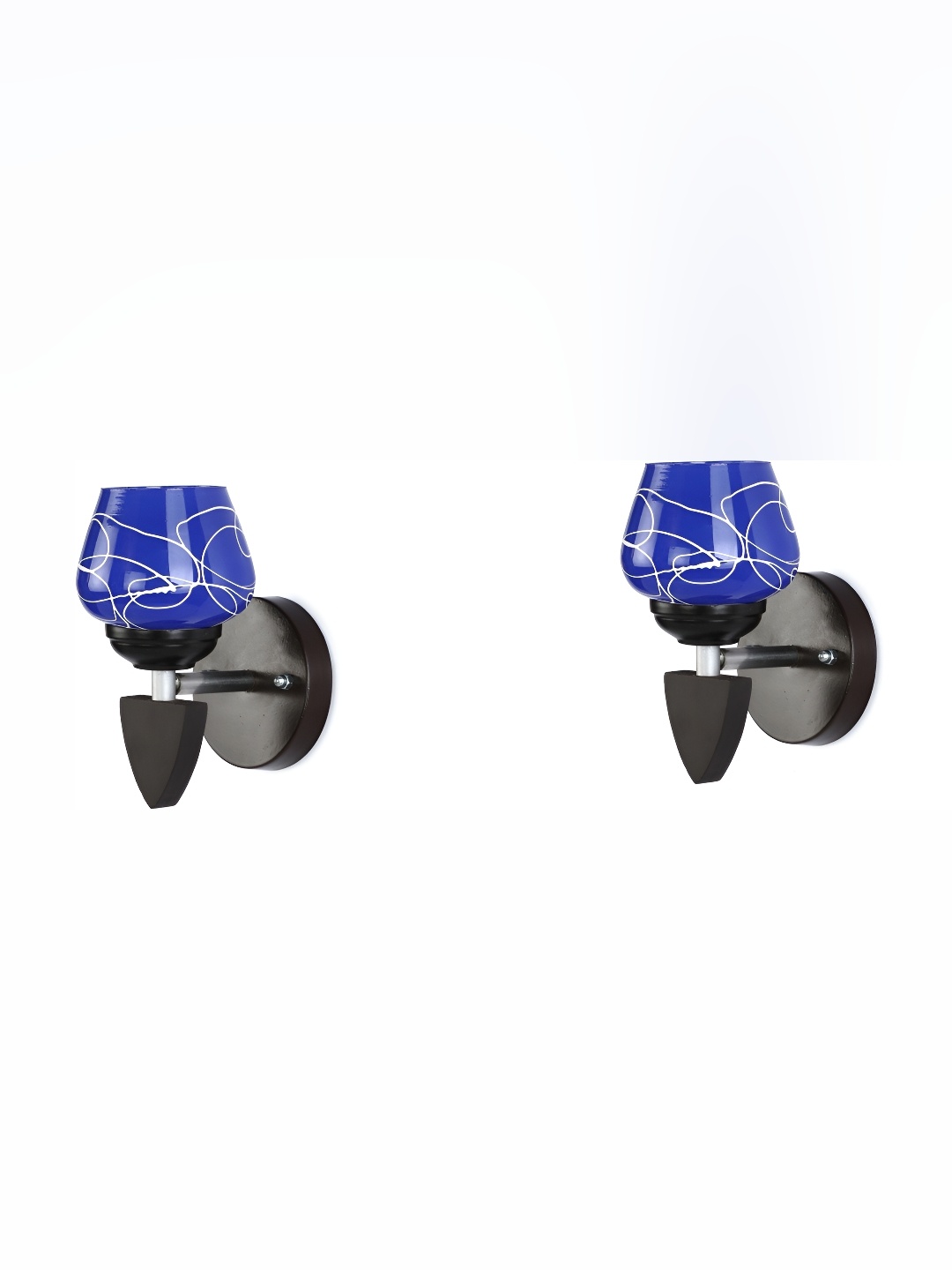 

Afast Blue & Black 2 Pieces Printed Abstract Shaped Glass Contemporary Wall Lamps