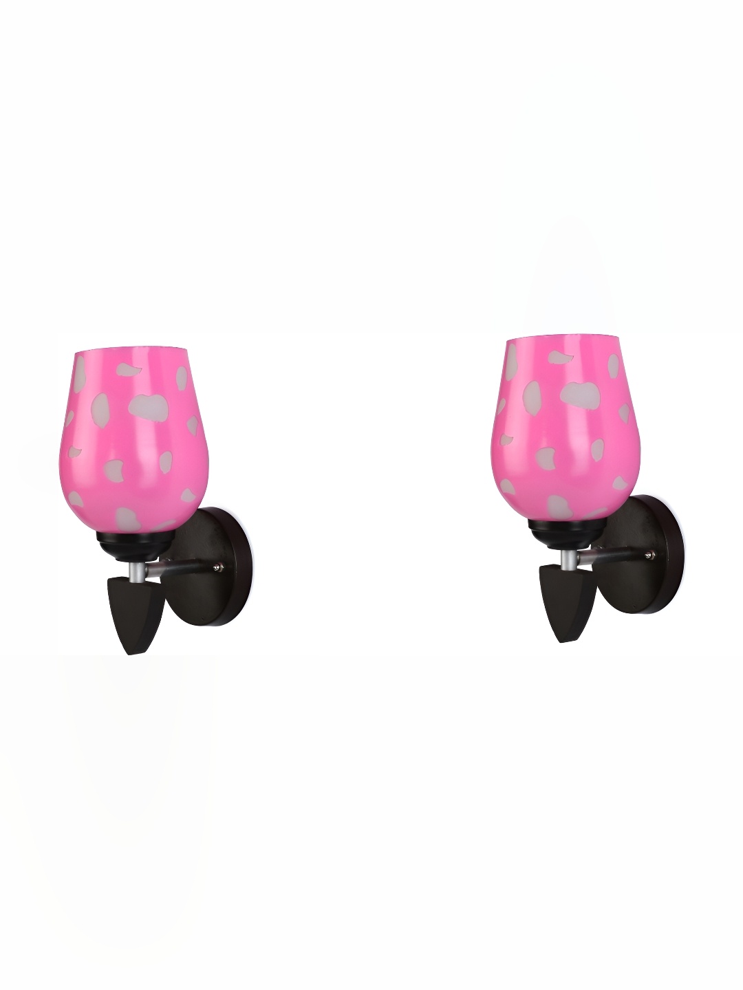 

Afast Pink & Black 2 Pieces Printed Abstract Shaped Glass Contemporary Wall Lamps