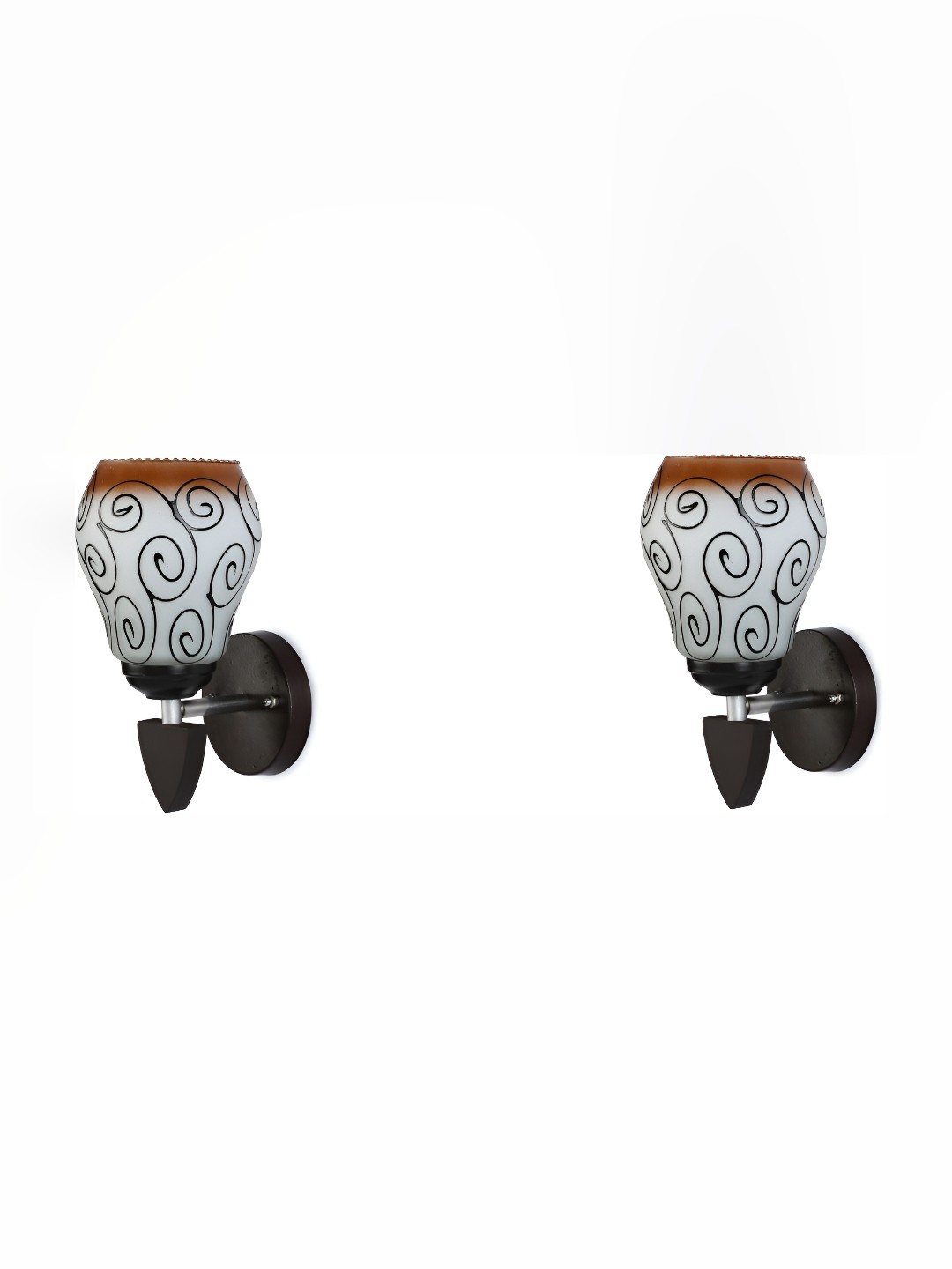 

Afast White & Brown 2 Pieces Printed Abstract Shaped Glass Wall Lamps