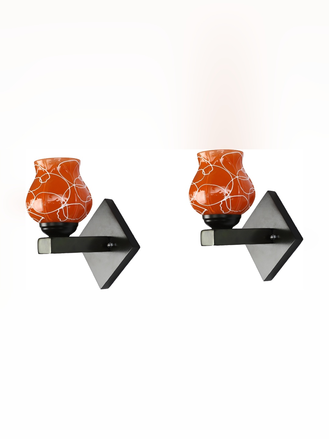 

Afast Red & Black 2 Pieces Printed Abstract Shaped Glass Contemporary Wall Lamps