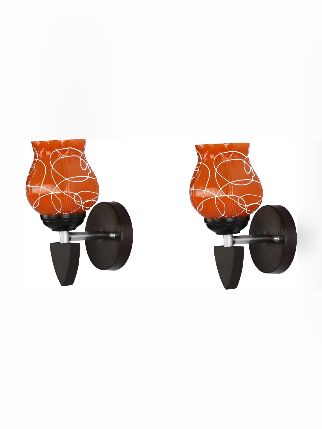 

Afast Orange & Black 2 Pieces Printed Abstract Shaped Glass Contemporary Wall Lamps