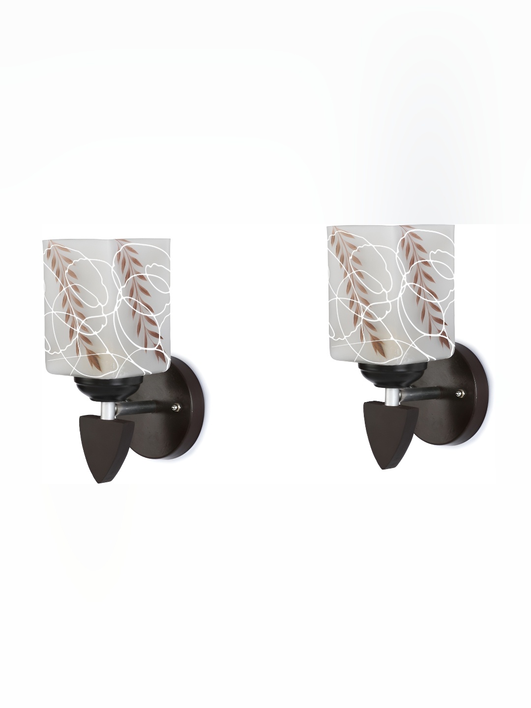 

Afast Brown & White 2 Pieces Printed Contemporary Glass Wall Lamps