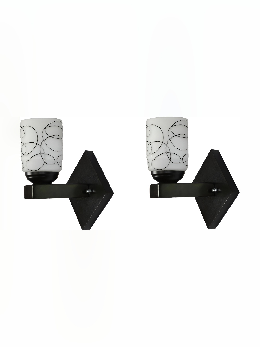 

Afast White & Black 2 Pieces Printed Contemporary Glass Wall Lamps