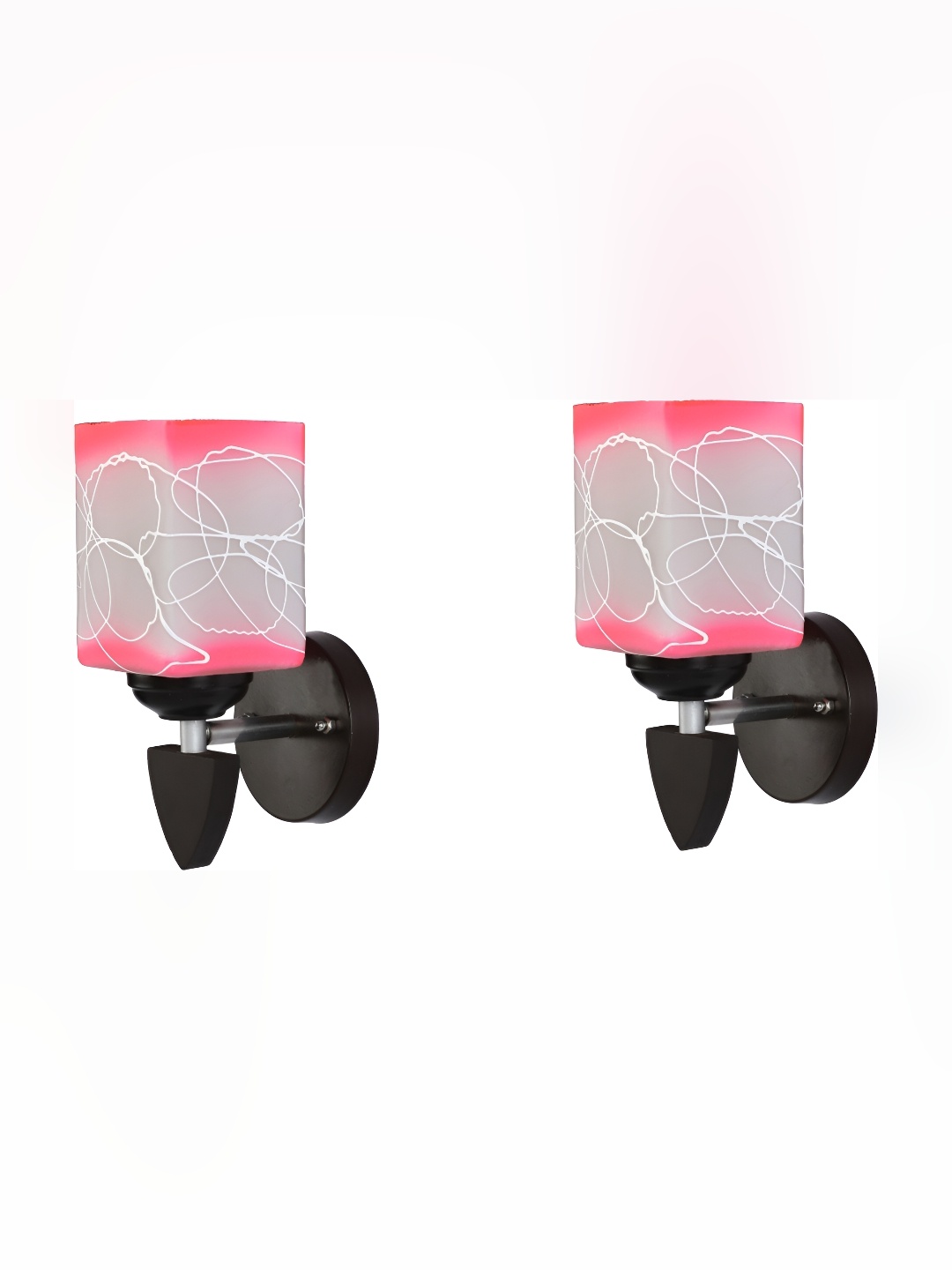 

Afast Pink & Black 2 Pieces Printed Abstract Shaped Glass Contemporary Wall Lamps