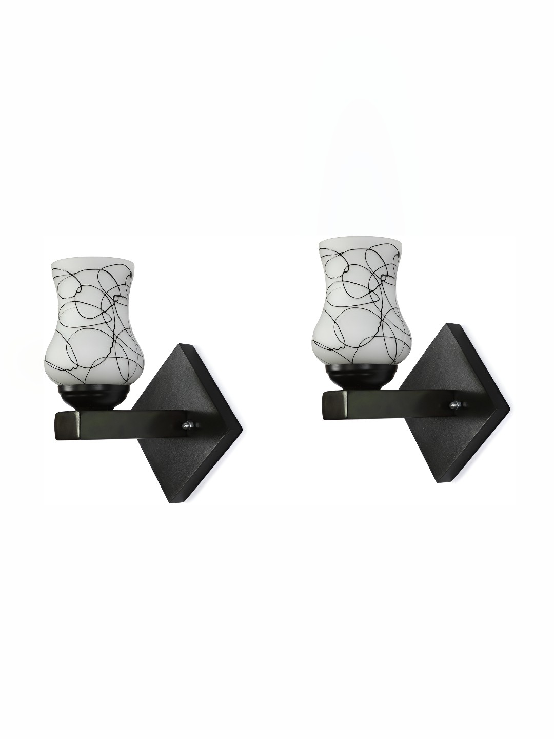 

Afast White & Black 2 Pieces Printed Abstract Shaped Glass Contemporary Wall Lamps