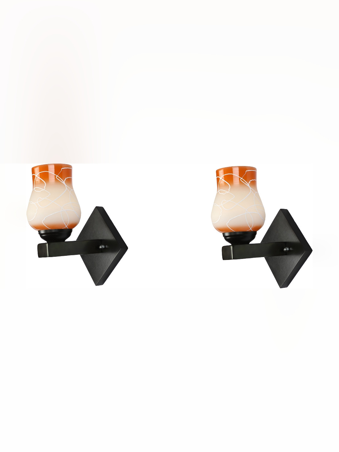 

Afast Brown & White 2 Pieces Printed Glass Wall Lamps