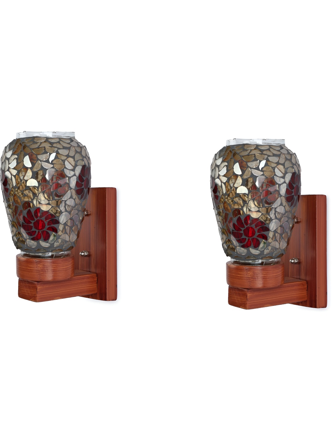 

Afast Grey & Prown 2 Pieces Textured Abstract Shaped Glass Contemporary Wall Lamps