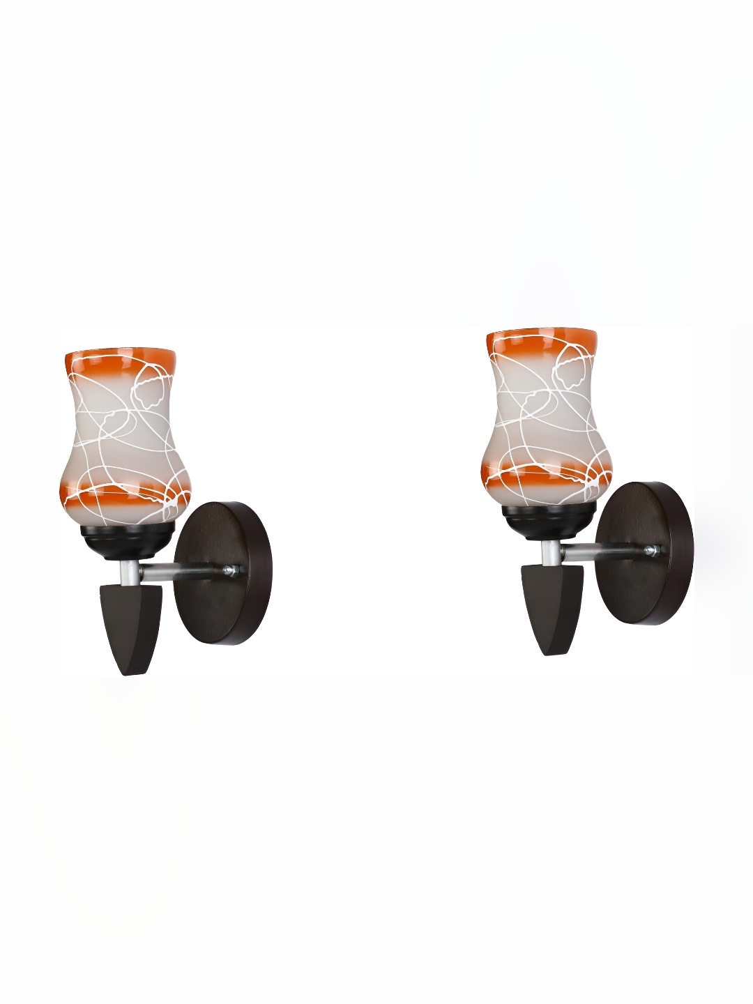 

Afast Orange & White 2 Pieces Printed Contemporary Glass Wall Lamps